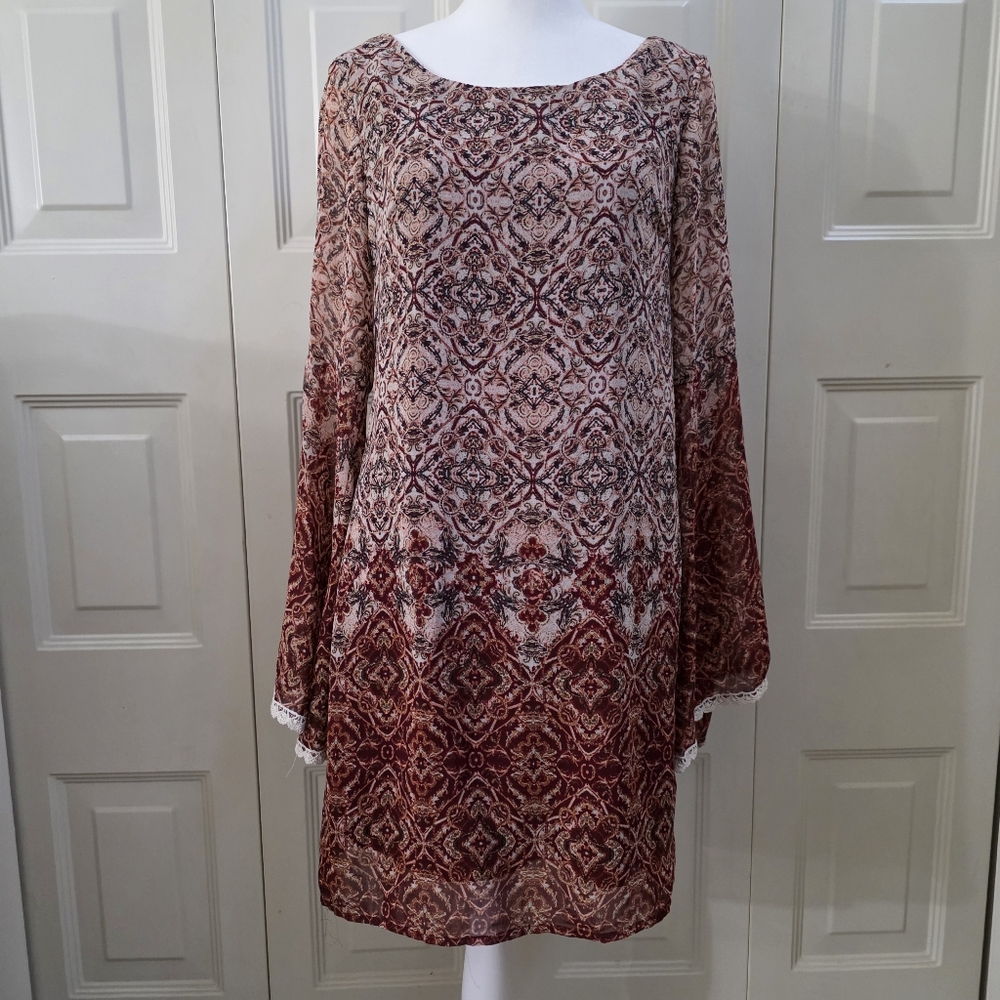 Beautiful Dress With Bell Sleeves Boho Tunic Size M